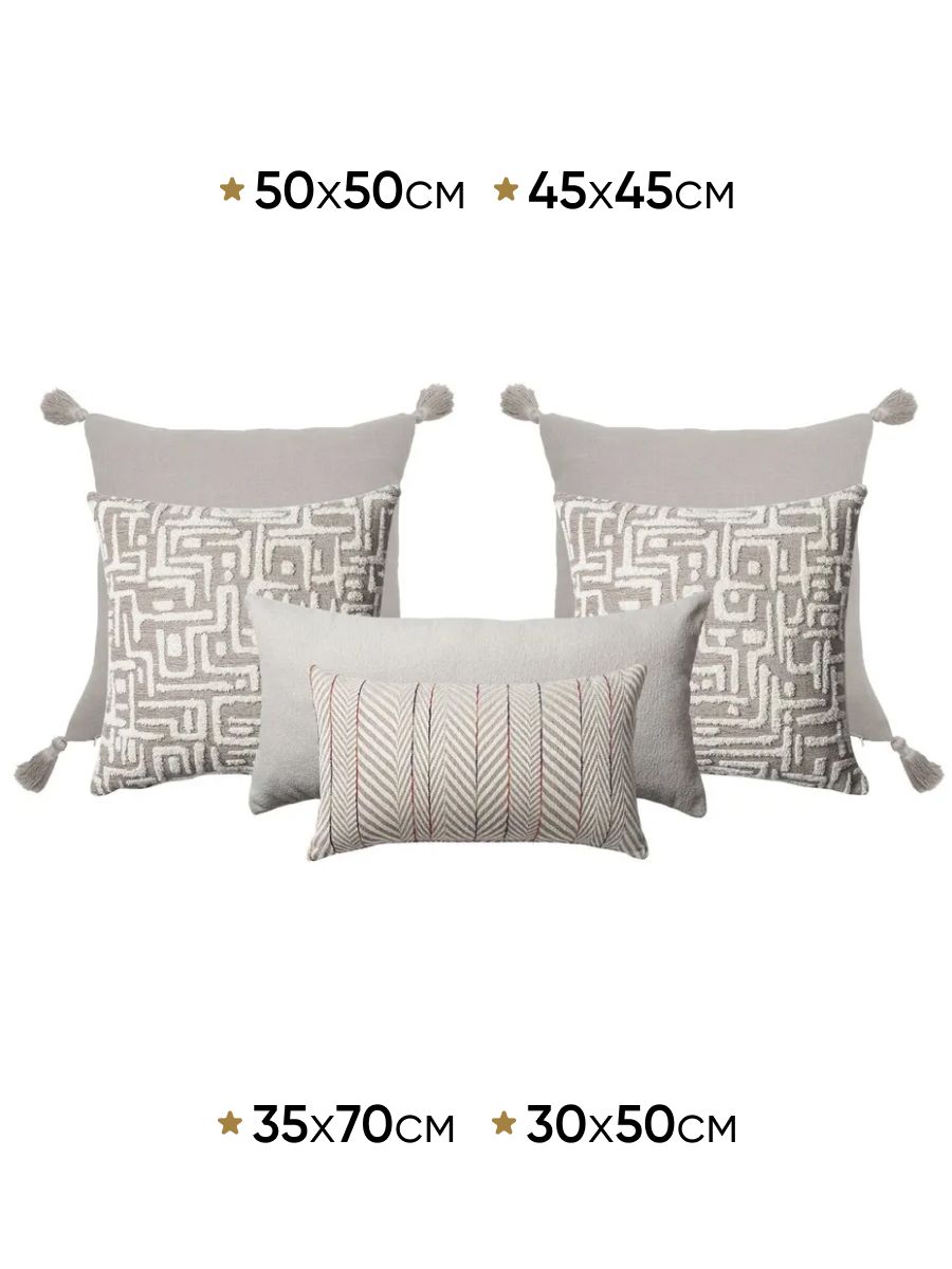 Декоративные подушки для дивана, комплект 6 шт. Gilda & Cozy & Loom & Sense бежевый + дорожка