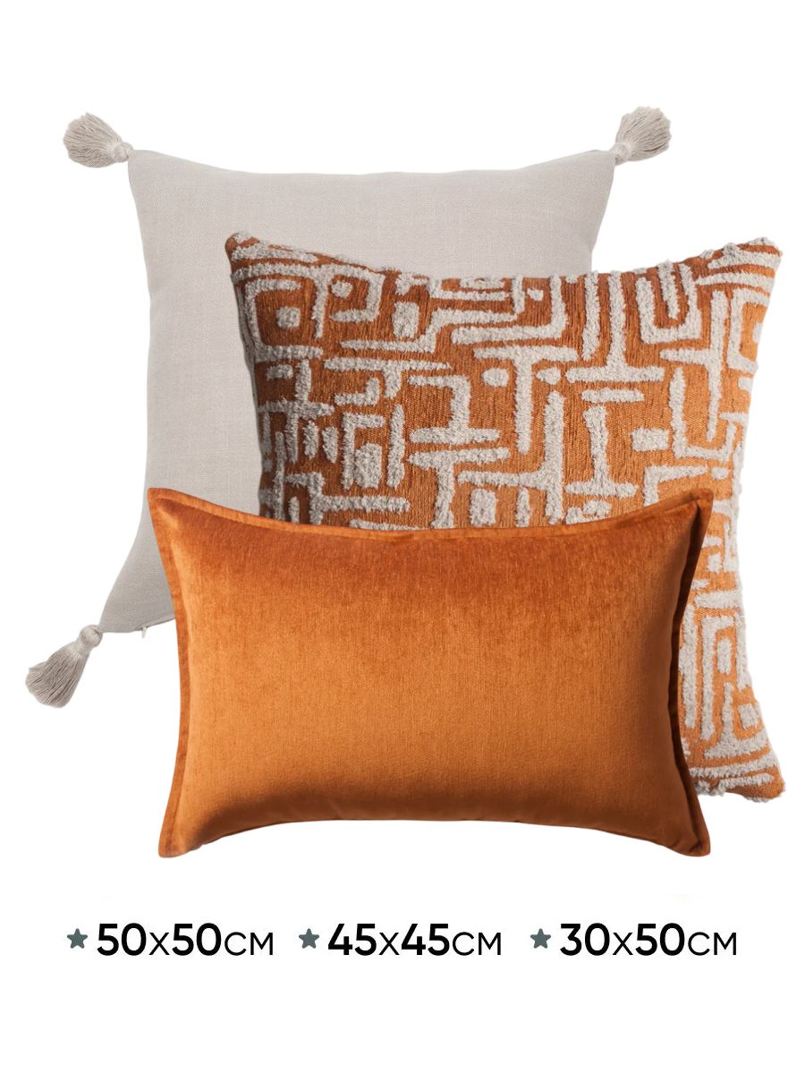 Декоративные подушки для дивана, комплект 3 шт. Eliza & Gilda & Loom Orange 50x50, 45x45, 40x60
